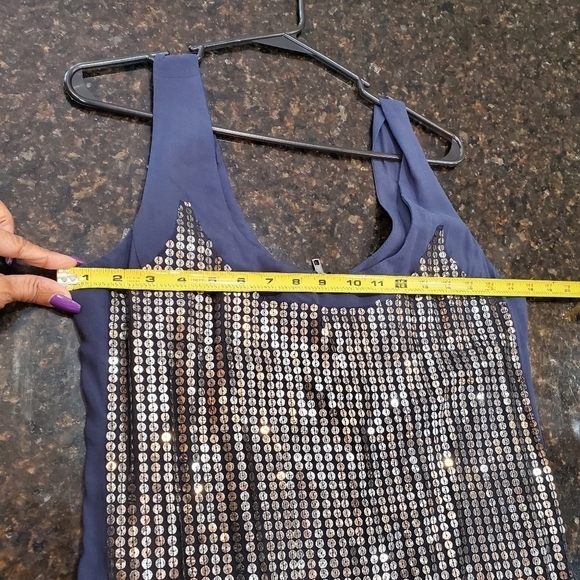 French Connection UK Style Blue Sequin Dress Sz 12 - Picture 10 of 15